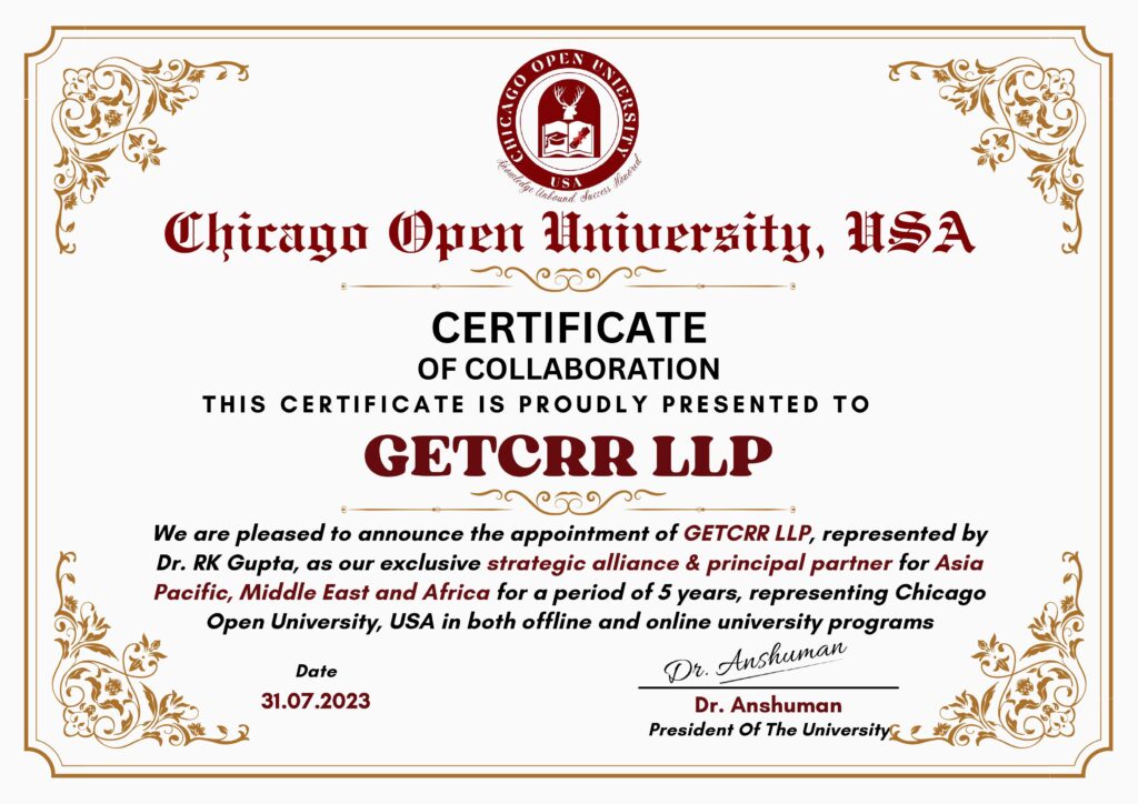 certificate of collaboration with getcrr llp